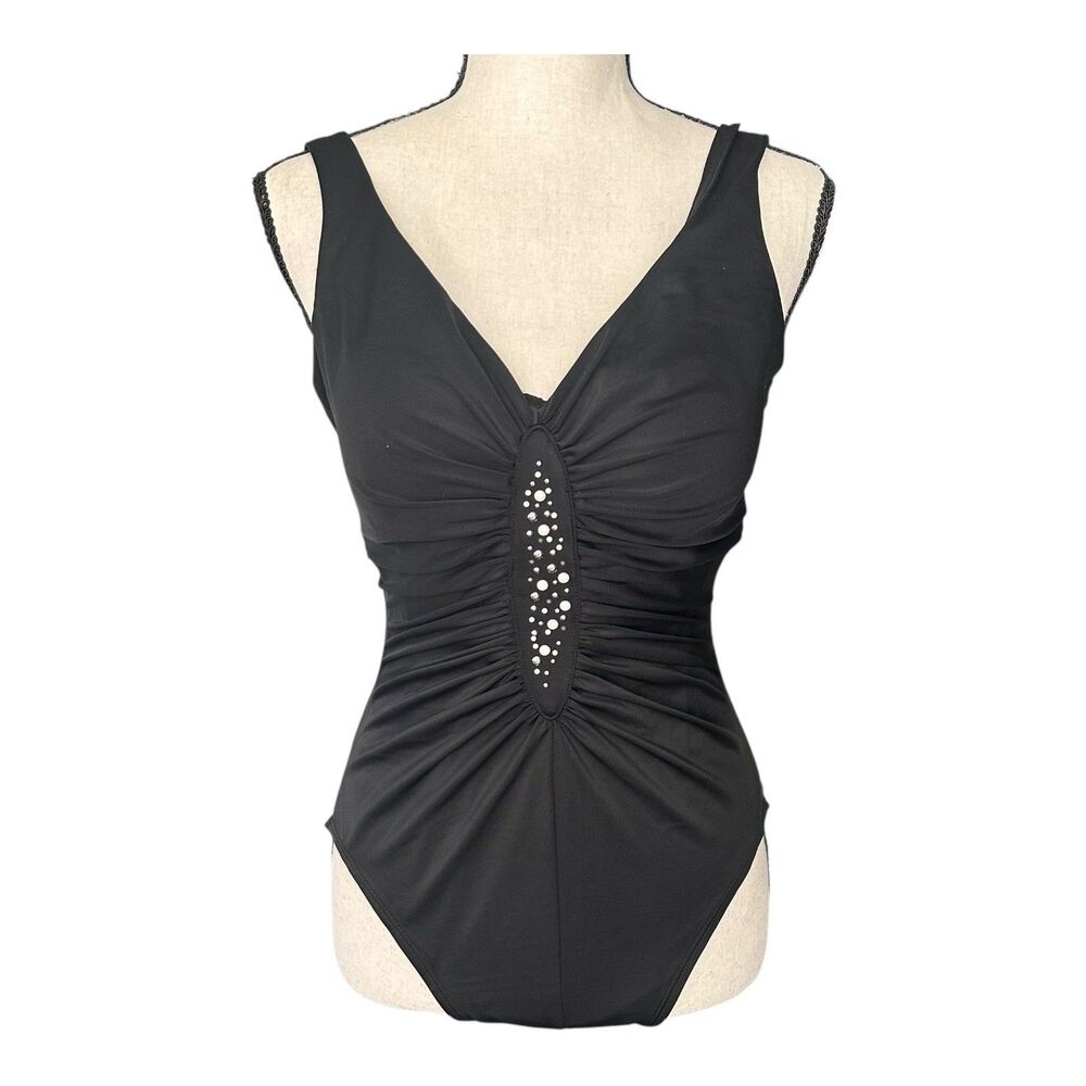 Trimshaper Black Shaping One-Piece Swimsuit Size 10